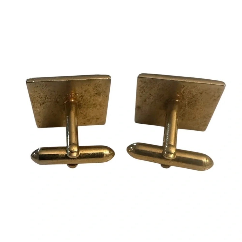 Vintage SWANK Cuff Links - Geometric Design - Gold Tone